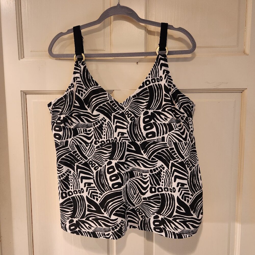 Christina Tankini Top Black & White 3X